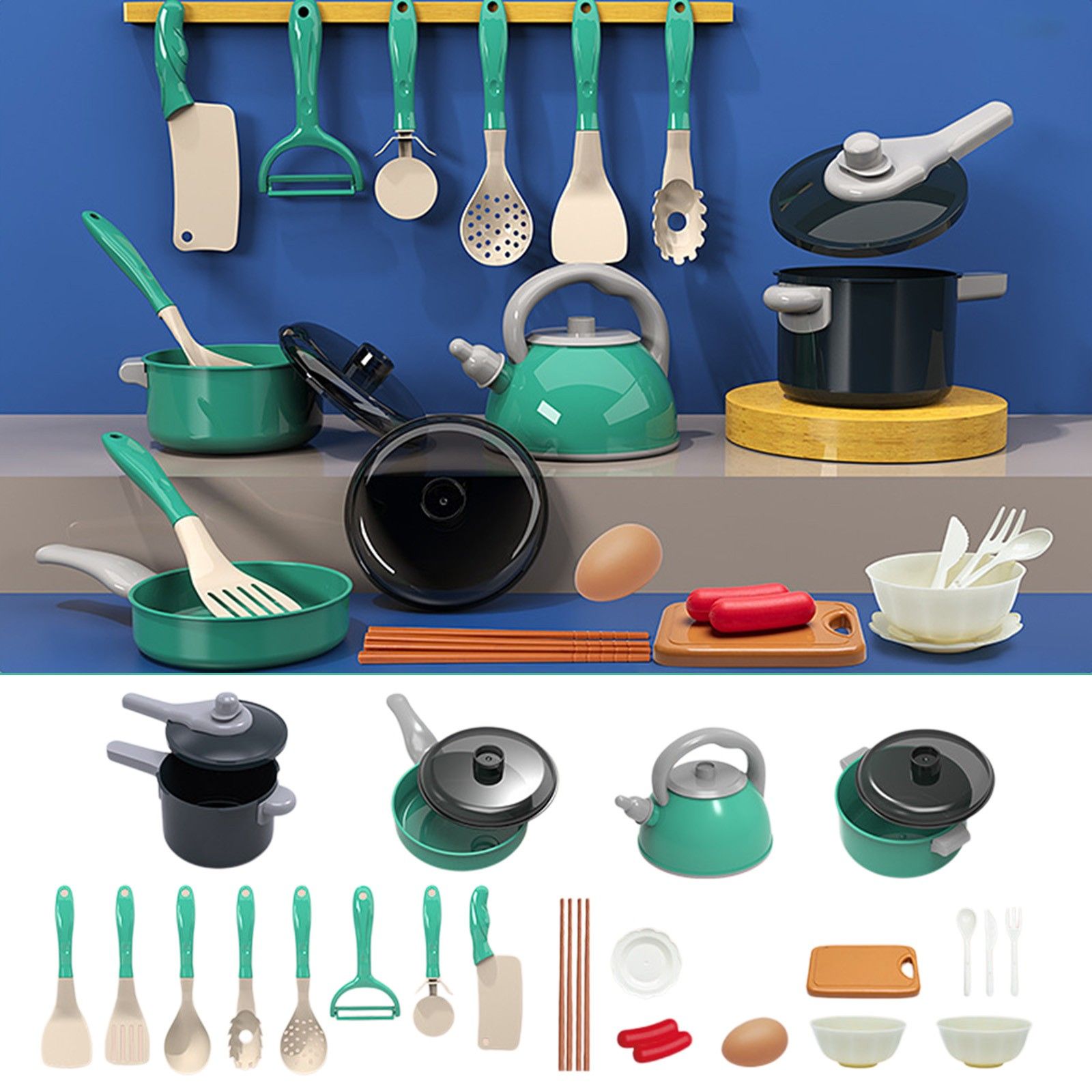 Набордетскойигрушечнойпосудыспродуктами