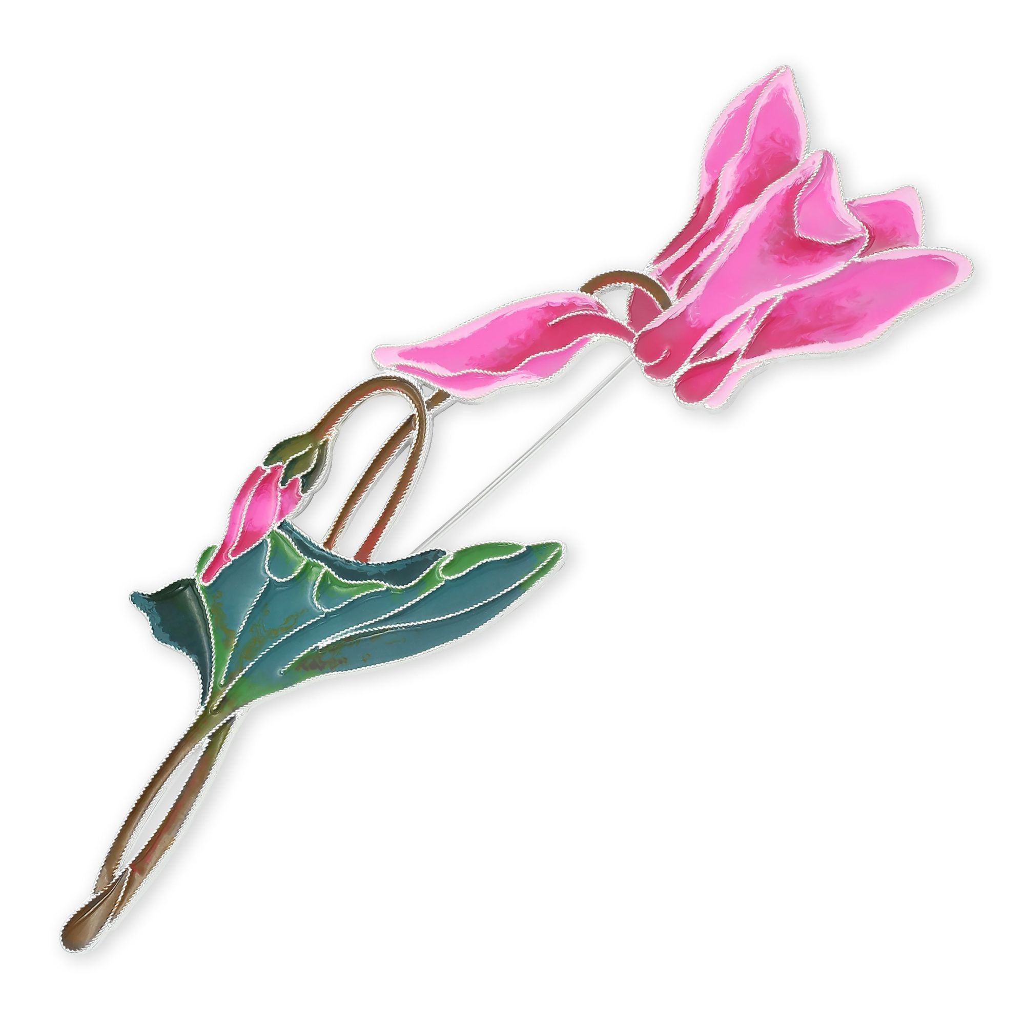 Брошьсеребро925пробыРусскиеСамоцветыколлекцияТатьяныПоляковой"Цикламен"