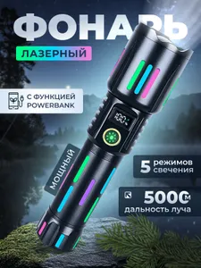 Фонарь ручной аккумуляторный / Ручной фонарь с зумом, светодиодный с индикатором заряда и зарядкой USB Подобрали для вас