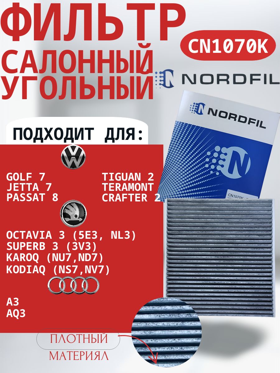 ФильтрсалонныйугольныйCN1070KSkodaOctaviaSuperb3,VWTiguanGolfPassatJetta7