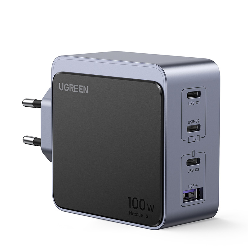 UgreenX565Сетевоезарядноеустройство,USB2.0Type-A,USBType-C,быстраязарядка,100Вт,безкабеля,35043,серый