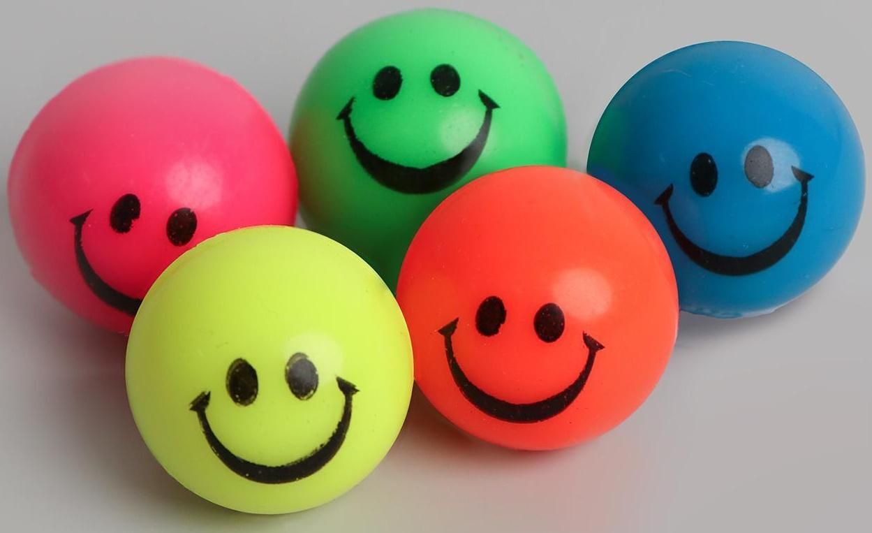 МячикипопрыгунчикикаучуковыеВесёлыесмайлы,2,7см,микс,5шт.