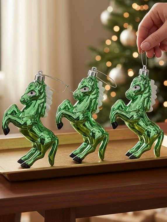 Елочнаяигрушка10смЛошадьпрозрачный,белый3шт.