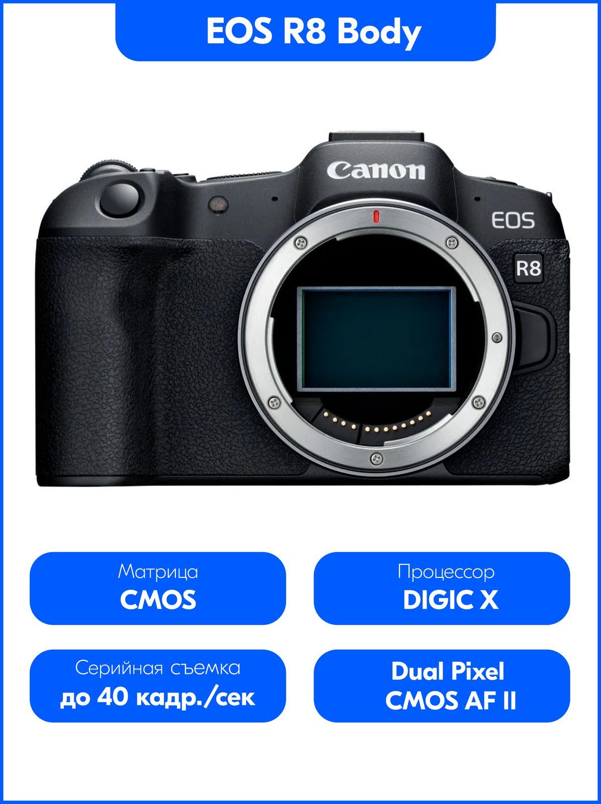 БеззеркальныйфотоаппаратCanonEOSR8Body,черный
