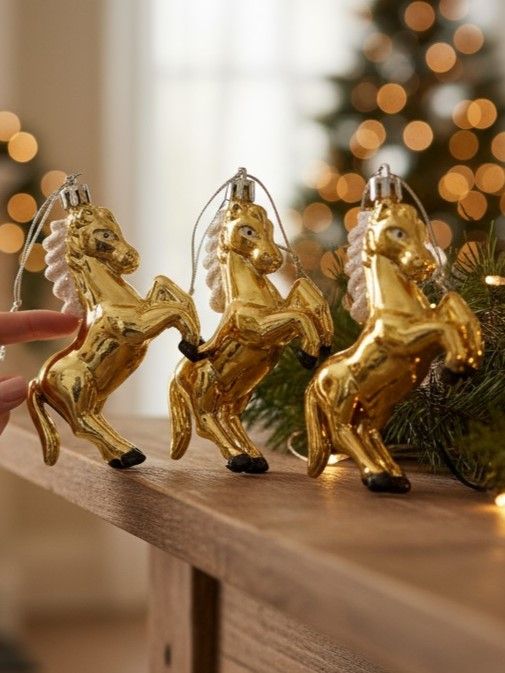 Елочнаяигрушка10смЛошадьпрозрачный,белый3шт.