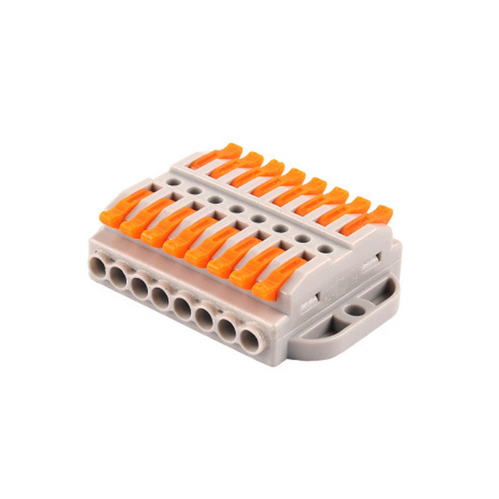 Быстраяклеммнаяпанельсфиксированнымотверстиемдлястыковкипроводов-восемьвходовивосемьвыходов